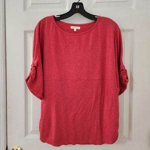 Max Studio Short sleeve frill sleeves oversized relaxed fit shirt red size small